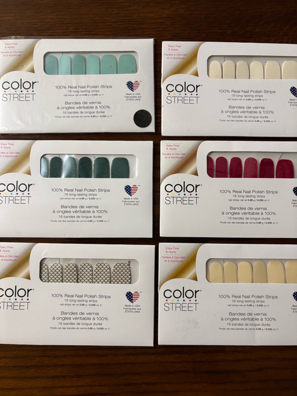 Color Street Nail Polish Strips - Mint, Teal, Burgundy, Cream, Mesh Pattern